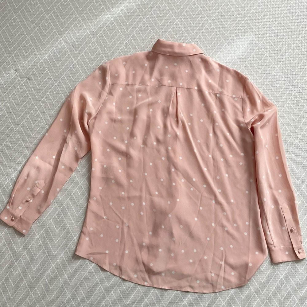 NWT Sezane silk Florence Shirt Pea Powder pink button down polka dots  SZ6bust38 - Picture 2 of 5